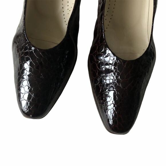 Bally Crocodile Pump Patent Brown Leather 10 VTG - Picture 5 of 11